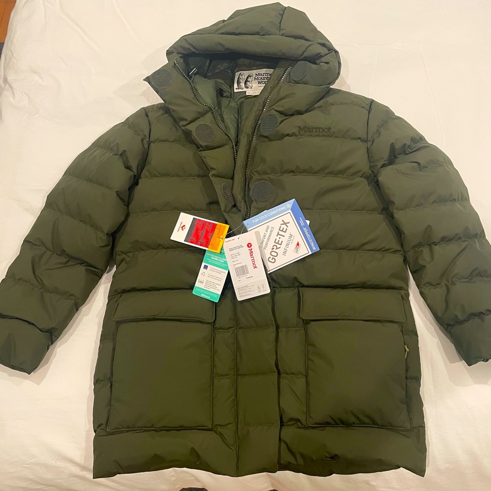 NEW - never WORN Marmot Women’s Warm Cube GORETEX, Olive color (Nori).